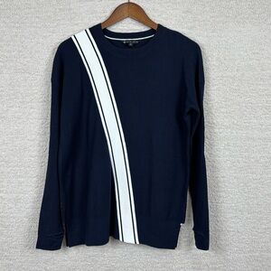 Athleta Sweater Womens XS Navy Blue White Streetwise Thumbhole‎ Oversized